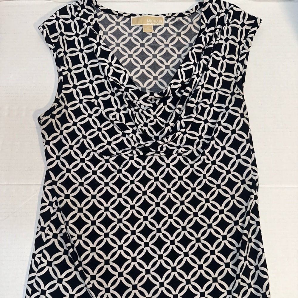 Michael Kors Black and White Chain Link Blouse